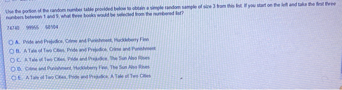 Solved Use the portion of the random number table provided | Chegg.com