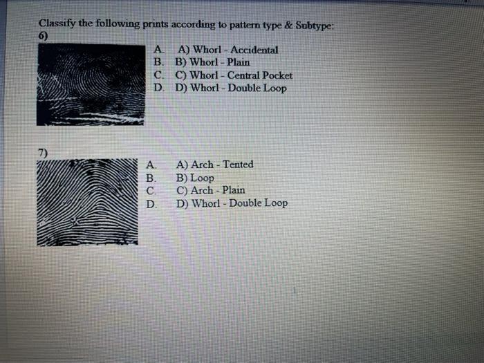 Solved Classify the following prints according to pattern | Chegg.com