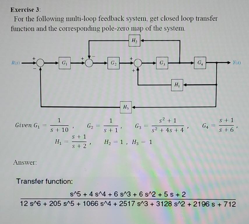 Solved Exercise 3: For the following multi-loop feedback