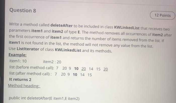 Solved Question 8 12 Points Write a method called | Chegg.com