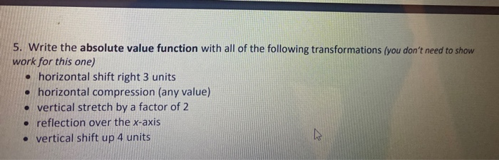 Solved 5. Write the absolute value function with all of the | Chegg.com