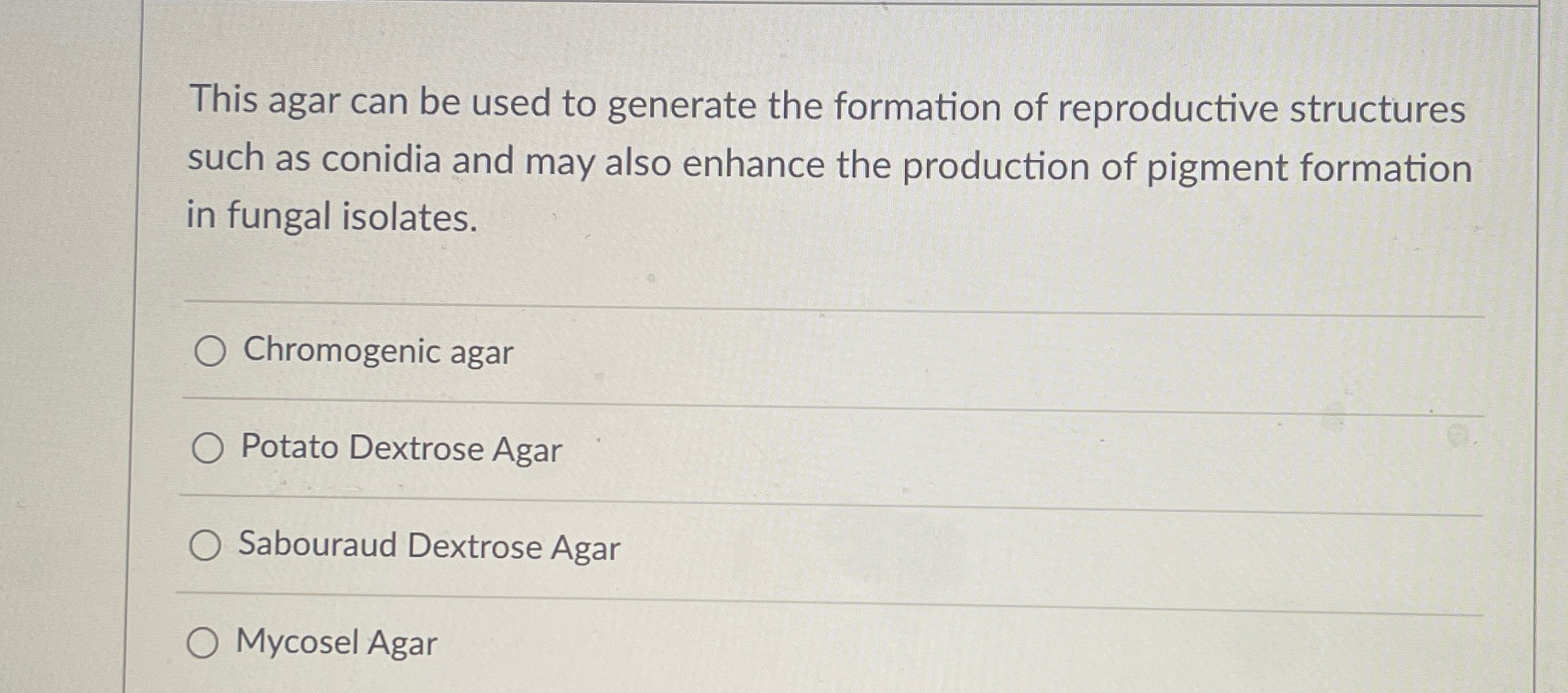 Solved This agar can be used to generate the formation of | Chegg.com