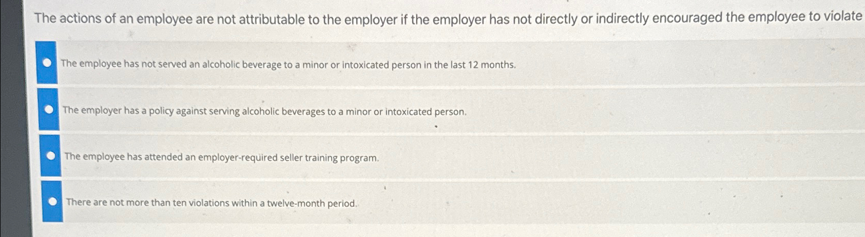 Solved The actions of an employee are not attributable to | Chegg.com