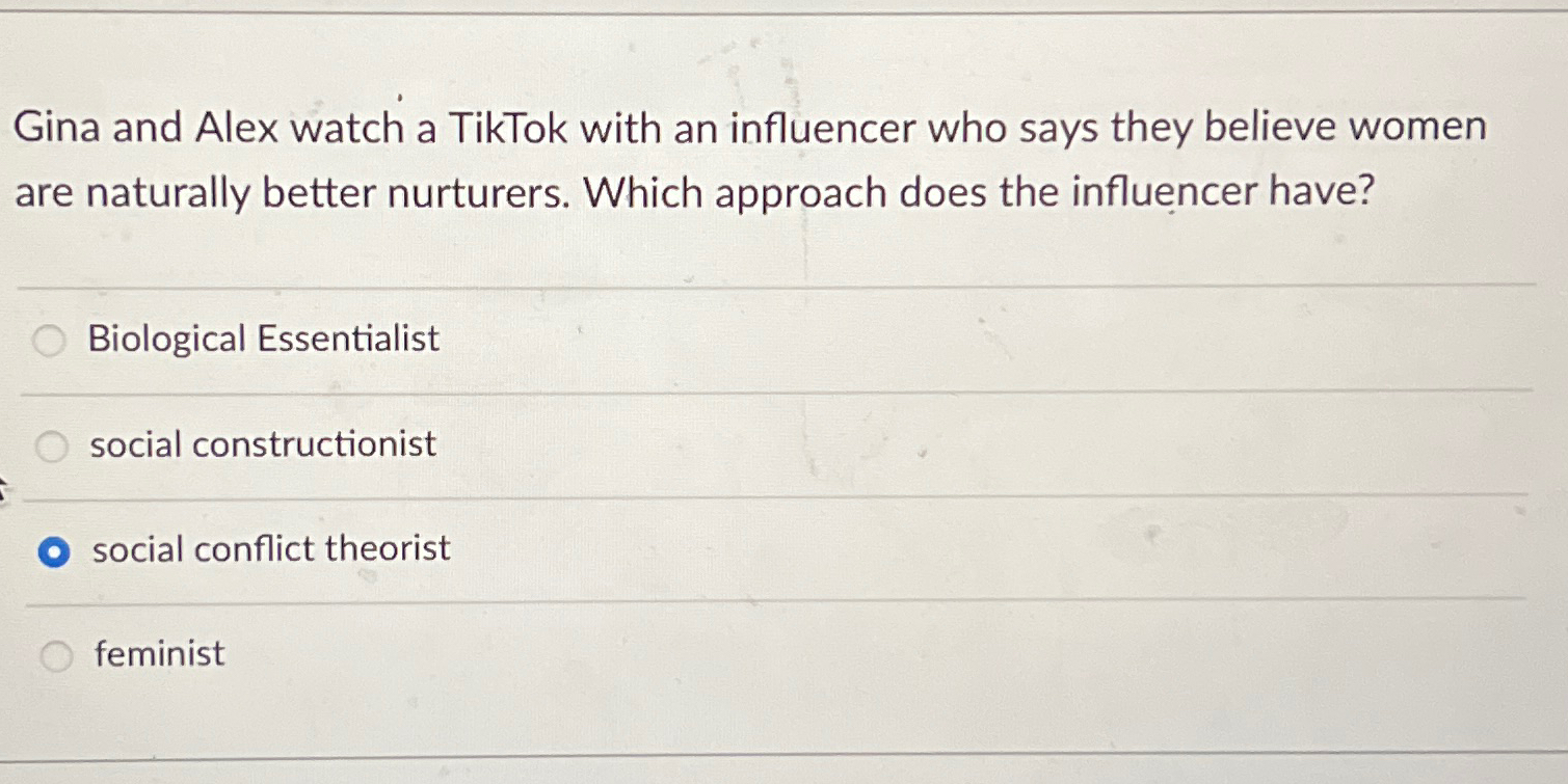 Solved Gina and Alex watch a TikTok with an influencer who | Chegg.com