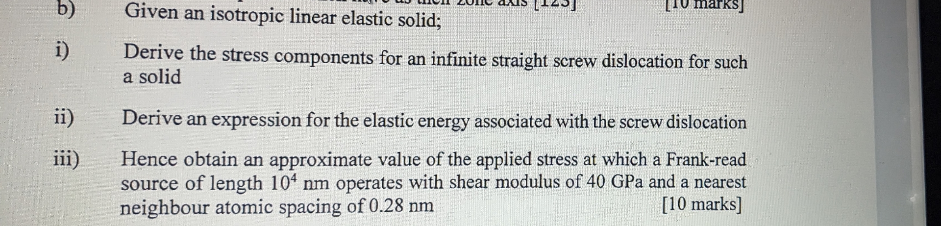 Solved b) ﻿Given an isotropic linear elastic solid;i) | Chegg.com