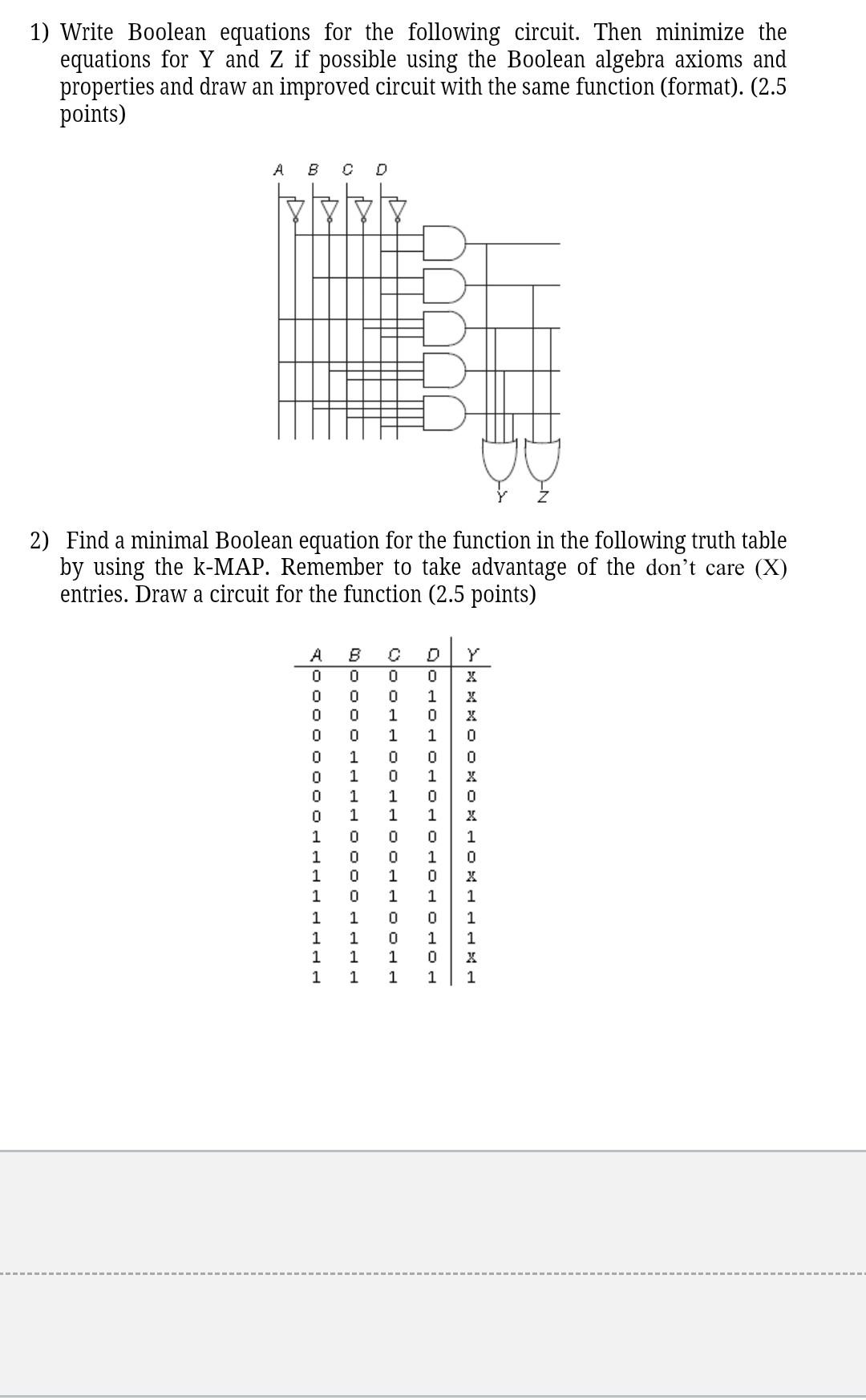 Solved 1) Write Boolean equations for the following circuit. | Chegg.com