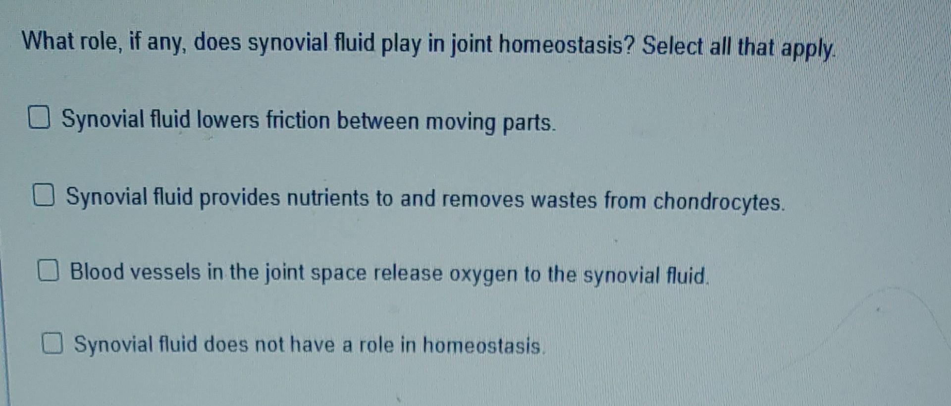 Solved What role if any does synovial fluid play in joint Biology Diagrams
