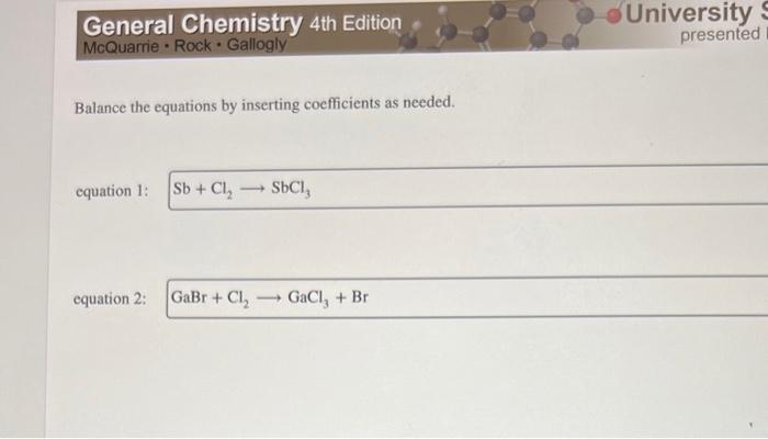 [solved] Balance The Equations By Inserting Coefficients A