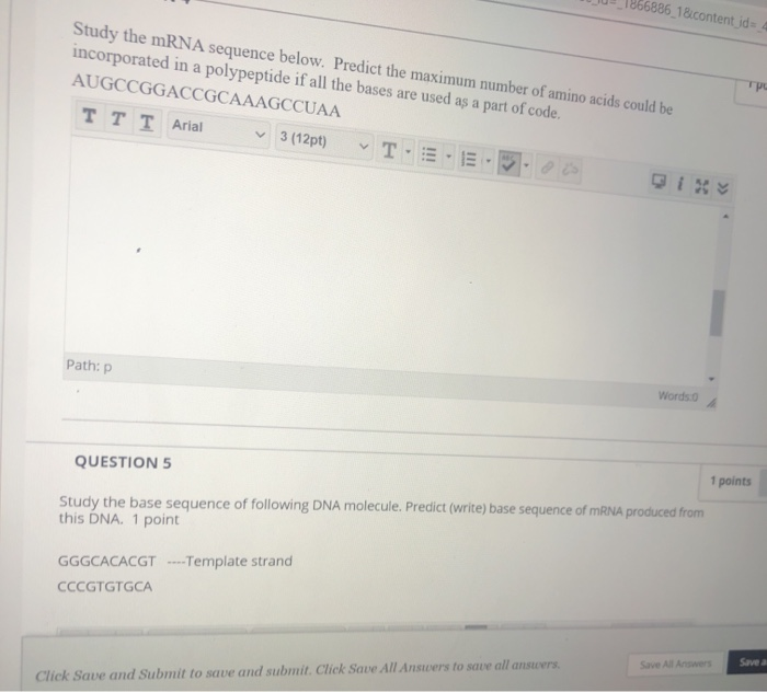Solved 866886_18_content_id = 4 Study the mRNA sequence | Chegg.com