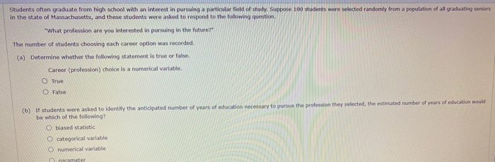 Solved Students often graduate from high school with an | Chegg.com