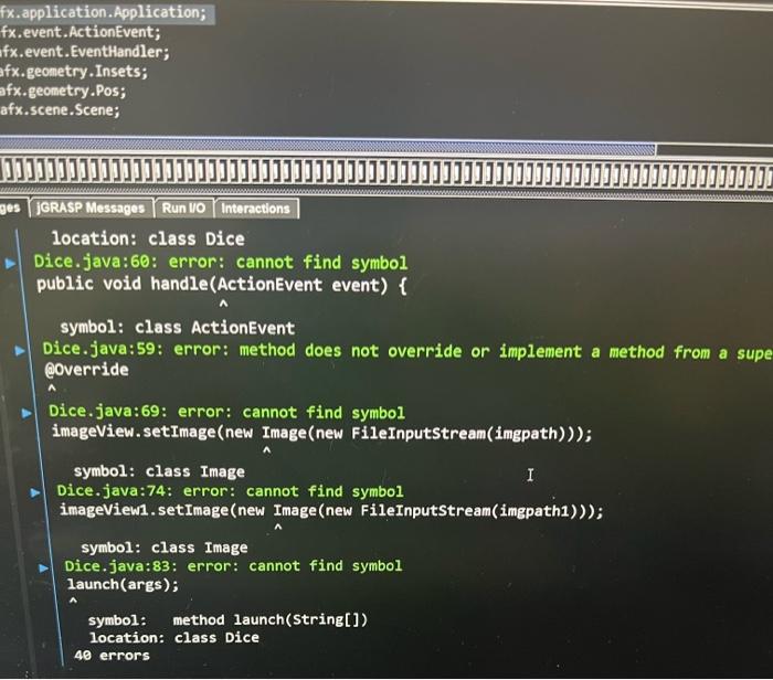 why do i have so many errors in my java code for dice | Chegg.com