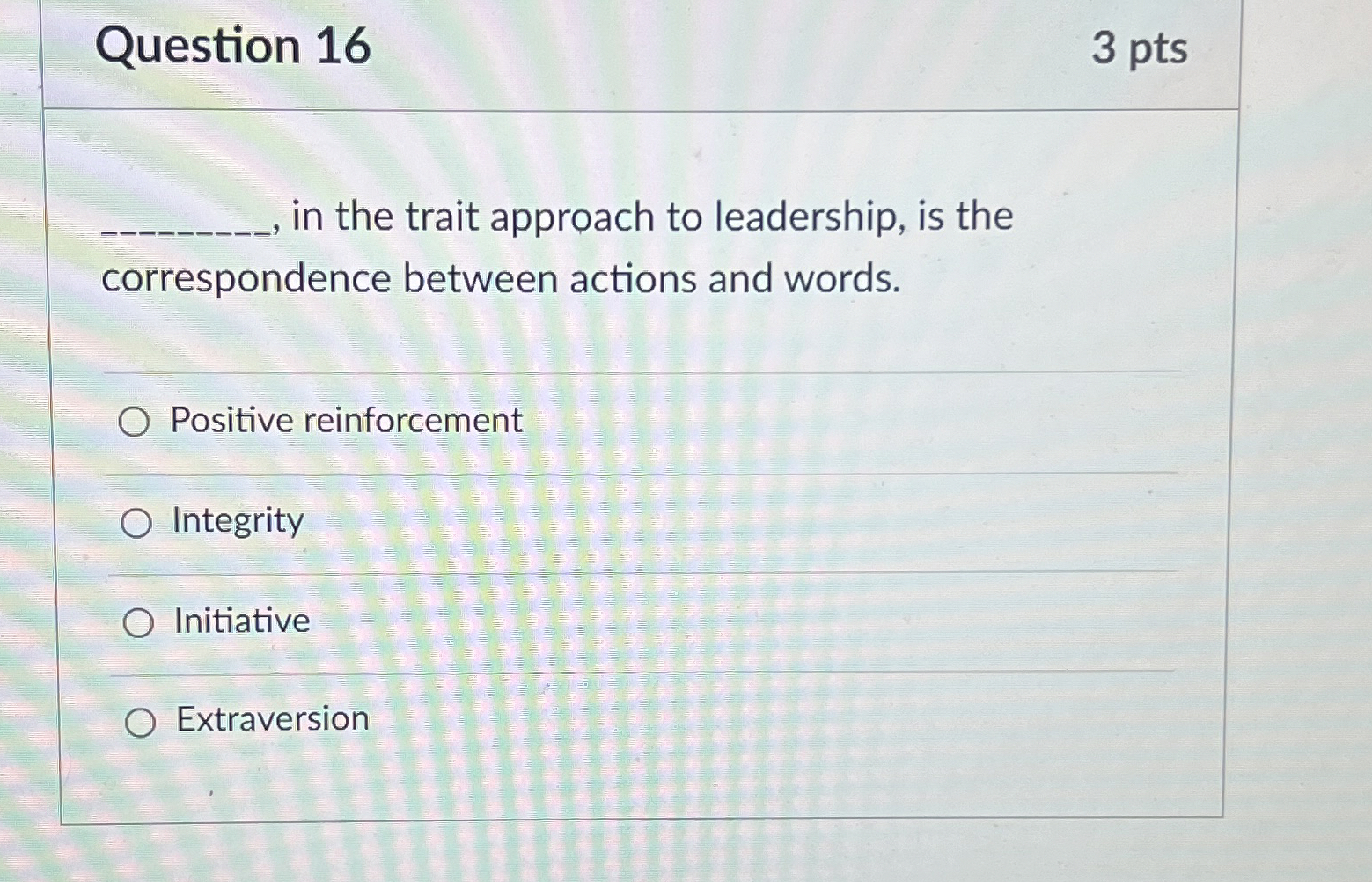 Solved Question 163 ﻿ptsq, , ﻿in the trait approach to | Chegg.com