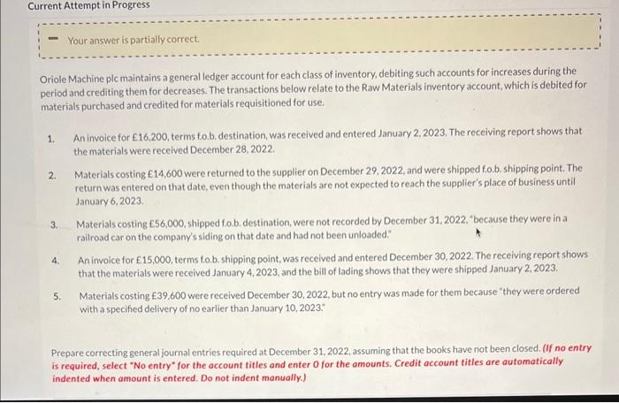 Solved Oriole Machine plc maintains a general ledger account 