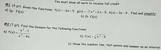 Solved You must show all work to receive full credit a) | Chegg.com