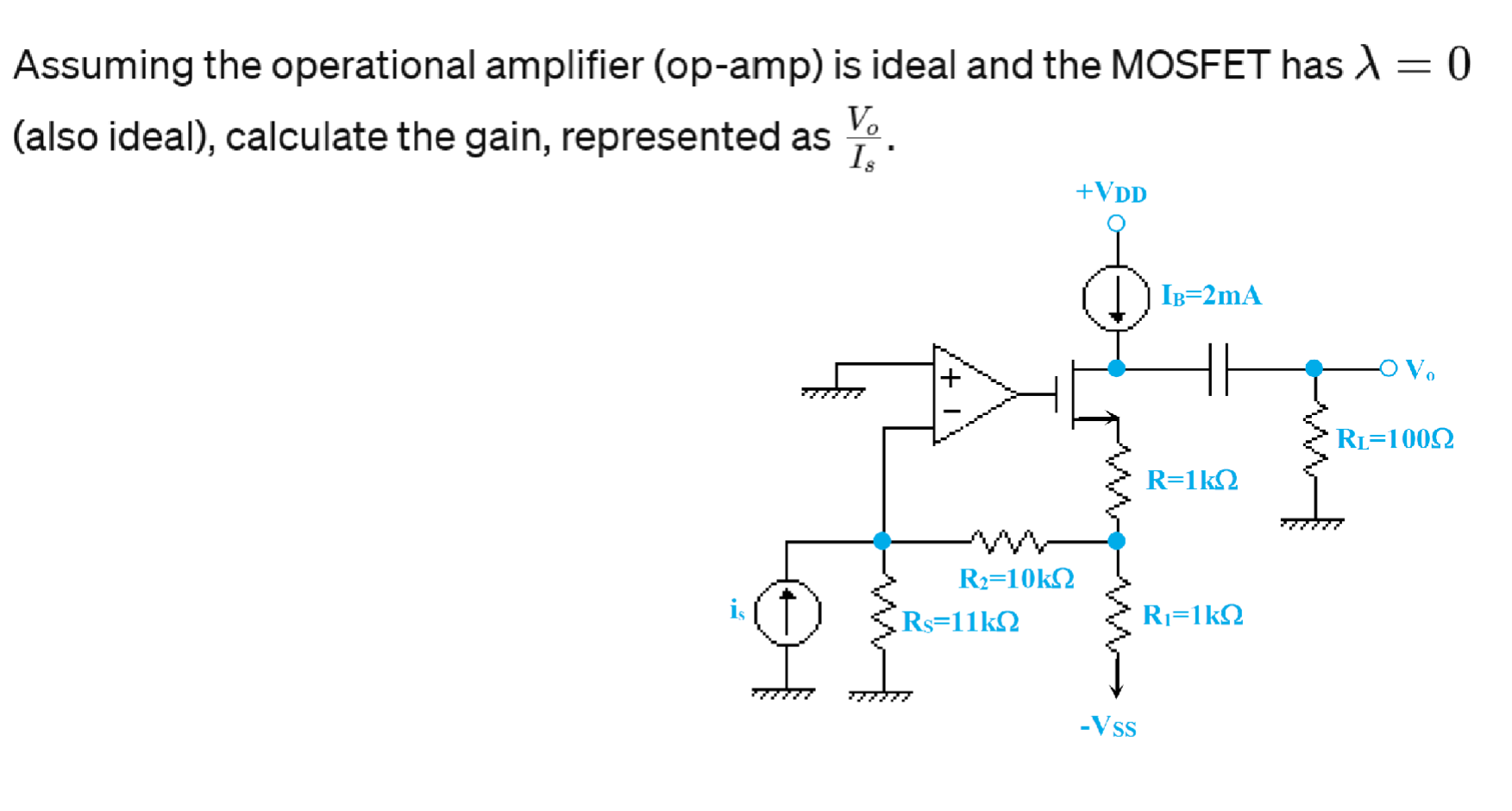 Solved Assuming the operational amplifier (op-amp) ﻿is ideal | Chegg.com