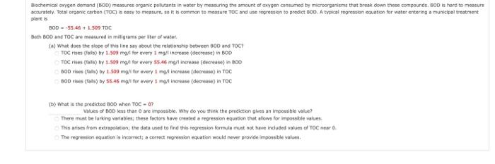 Solved miachemical soygen demand (BOD) measures organic | Chegg.com