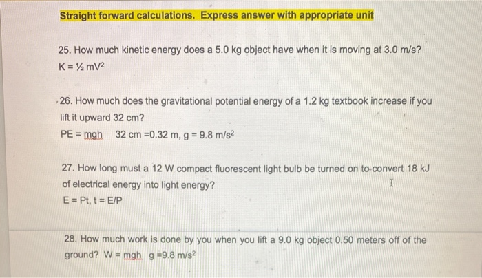 Straight Forward Calculations Express Answer With Chegg Com