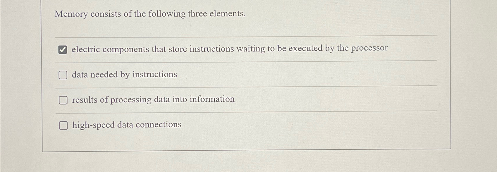 Solved Memory consists of the following three