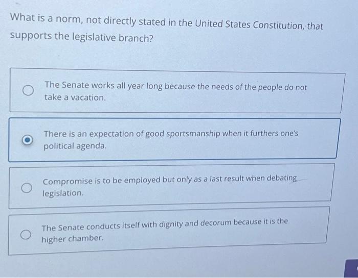 What is a norm, not directly stated in the United | Chegg.com