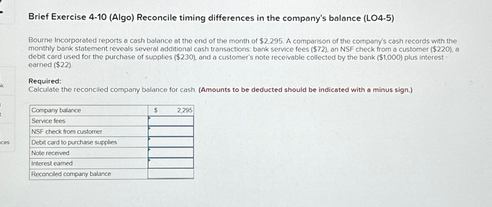 Solved Brief Exercise 4 10 Algo ﻿reconcile Timing 0377