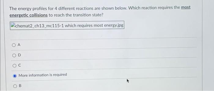 Solved The energy profiles for 4 different reactions are | Chegg.com