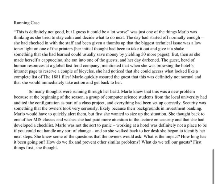 plz read the case study and answer the given | Chegg.com