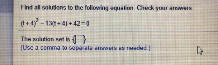 Solved Find all solutions to the following equation. Check | Chegg.com