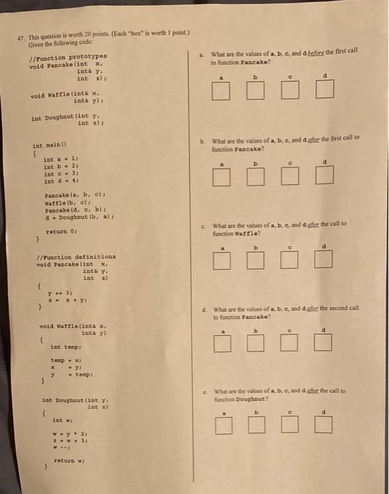 Solved 47. This question is worth 20 points. (Each "box" is | Chegg.com