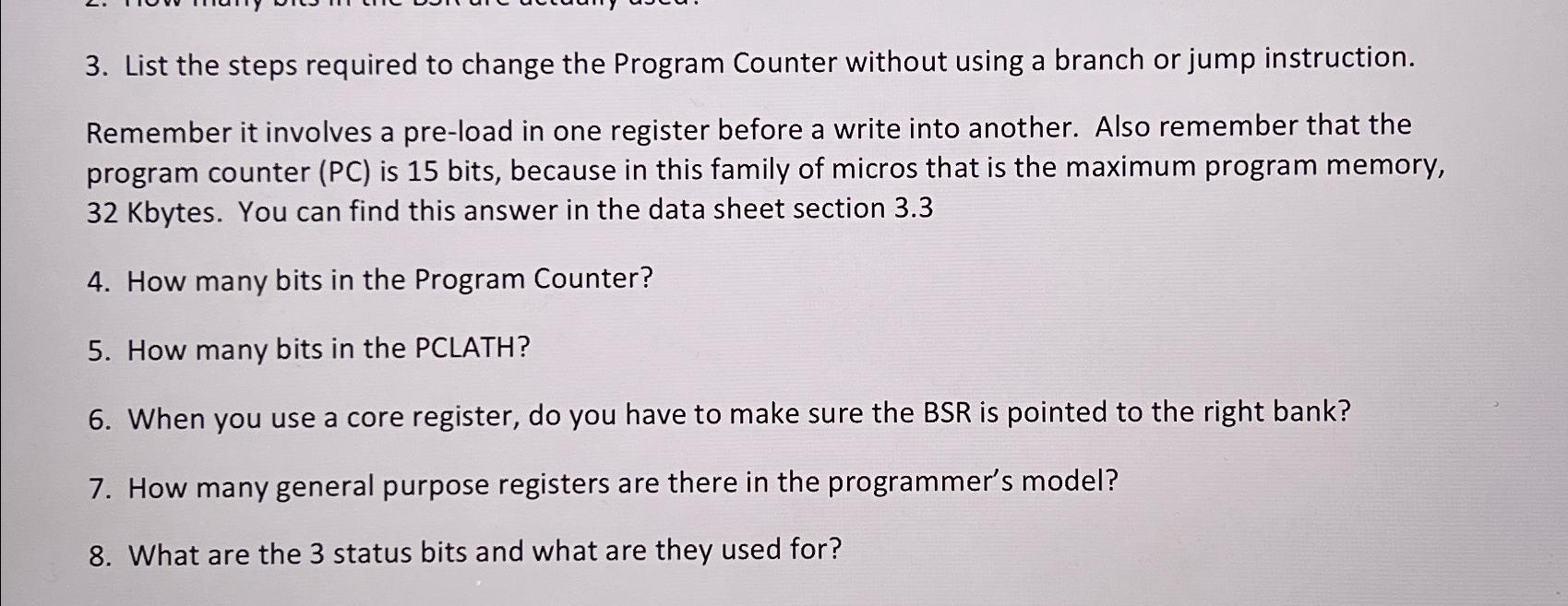 Solved List the steps required to change the Program Counter | Chegg.com