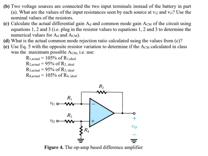 4. The Basic Difference Amplifier Is Shown In Figure | Chegg.com