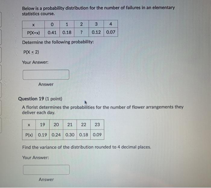 Solved Below is a probability distribution for the number of | Chegg.com