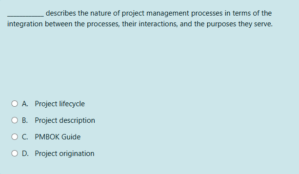 Solved describes the nature of project management processes | Chegg.com
