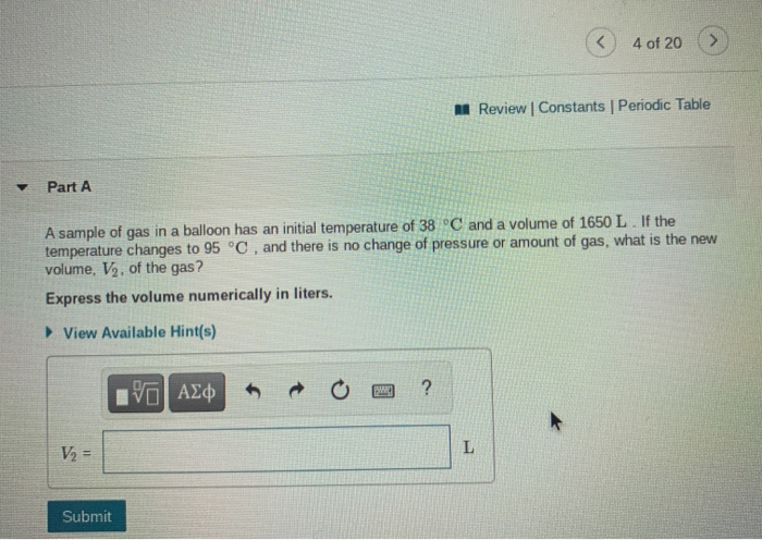 Solved 4 of 20 A Review | Constants Periodic Table Part A A | Chegg.com