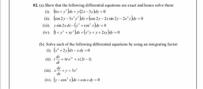 02 A Show That The Following Differential Chegg Com