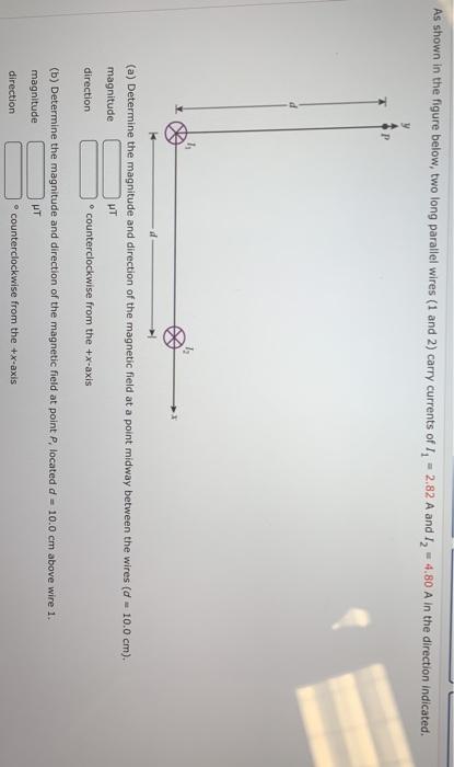 Solved As shown in the figure below, two long parallel wires | Chegg.com