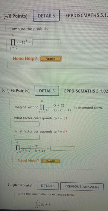 Solved 16 Points] EPPDISCMATH5 5.1. Compute the product. | Chegg.com