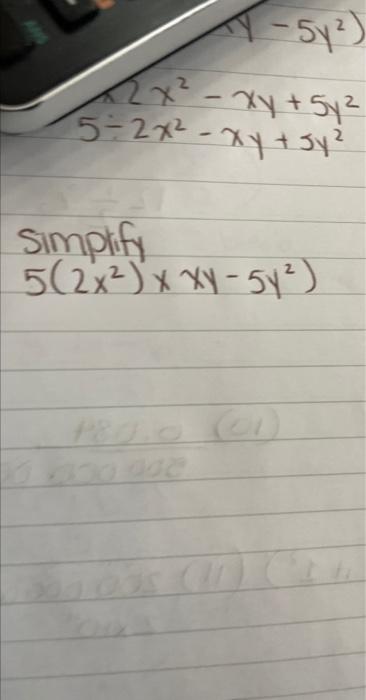 5-2 Simplify 5(2x2)xxy−5y2) | Chegg.com