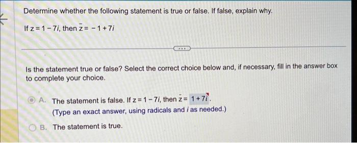 Solved Determine whether the following statement is true or | Chegg.com