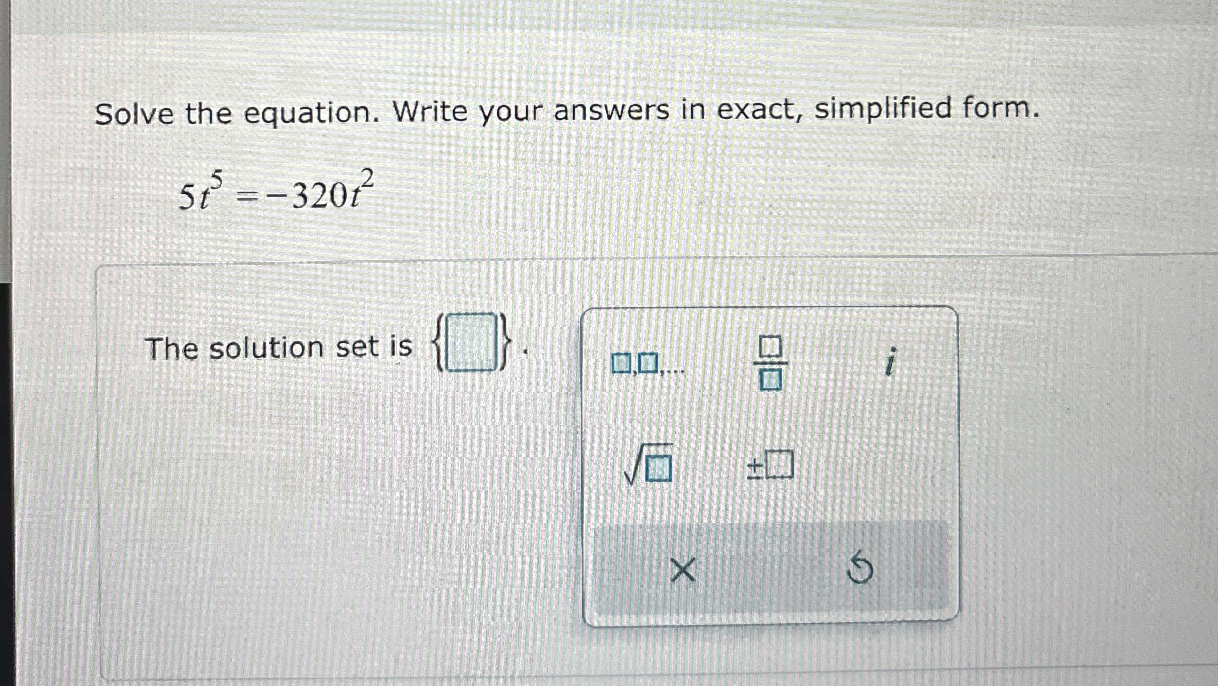 Solved Solve the equation. Write your answers in exact, | Chegg.com