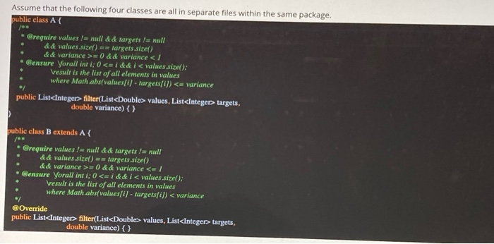 Solved Assume that the following four classes are all in | Chegg.com