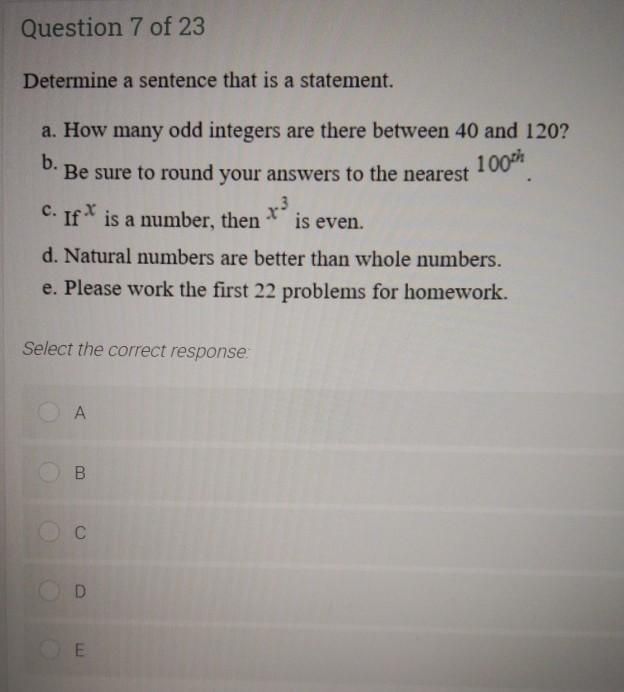 Question 4 Of 23 Find A Union B Given A D E G Chegg Com
