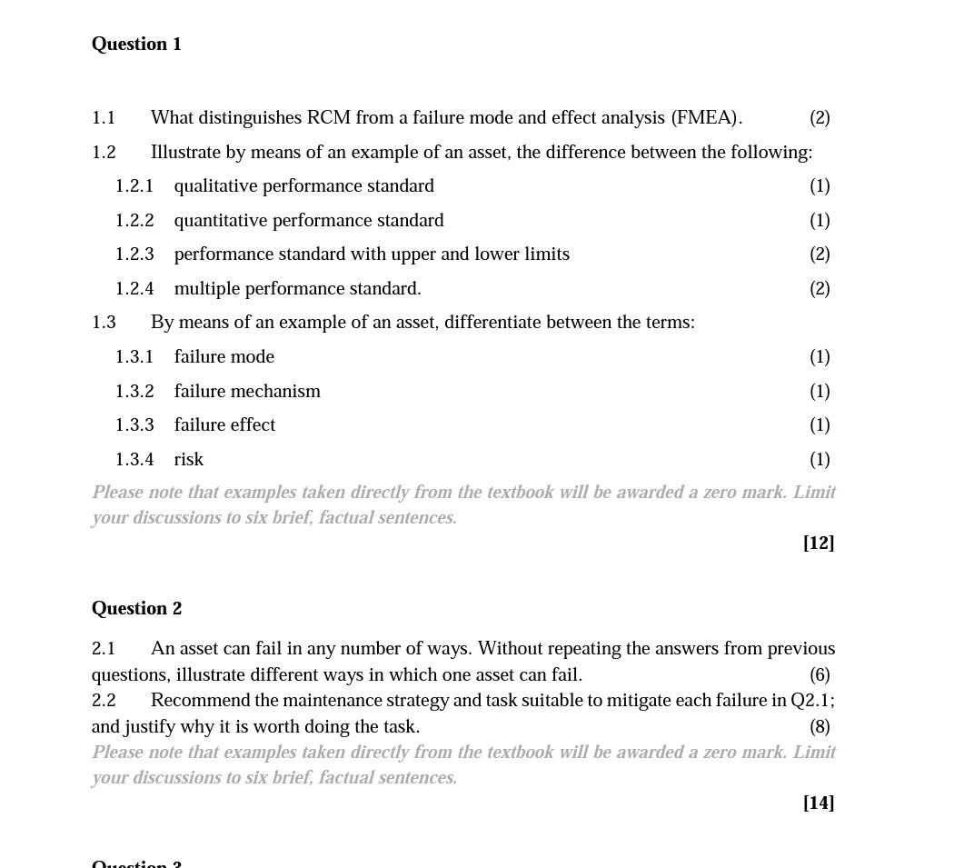 Solved 1.1 What distinguishes RCM from a failure mode and | Chegg.com