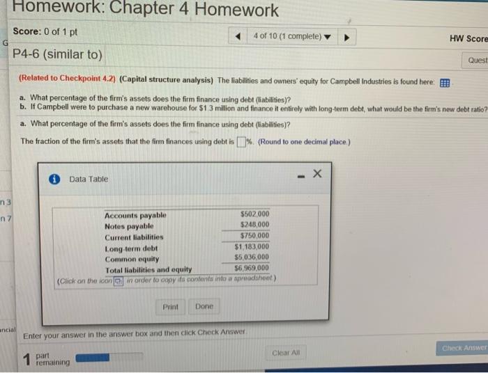 Solved Homework: Chapter 4 Homework Score: 0 of 1 pt 4 of 10 | Chegg.com