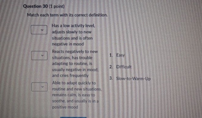 Solved Question 30 (1 ﻿point)Match each term with its | Chegg.com