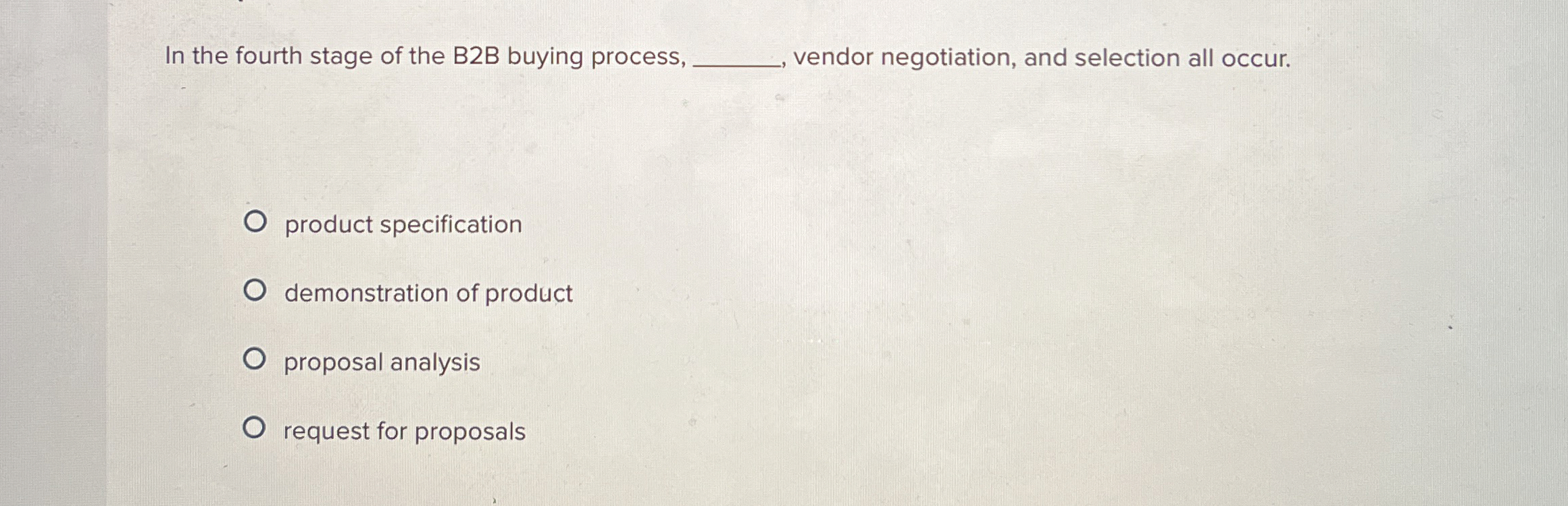 Solved In the fourth stage of the B2B buying process,vendor | Chegg.com