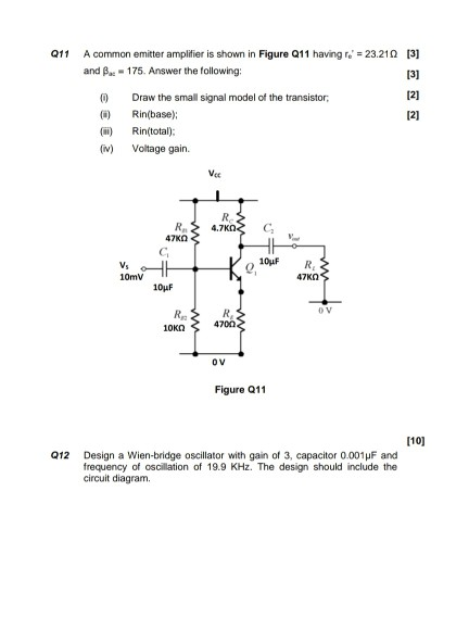 Solved Q11 A common emitter amplifier is shown in Figure Q11 | Chegg.com