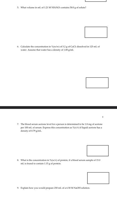 Solved 1. Cakulate the molarity of a solution made from | Chegg.com