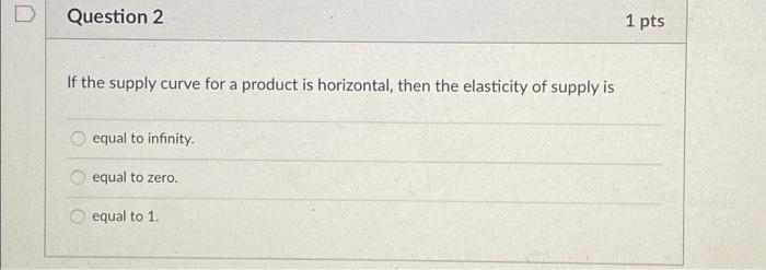 Solved D Question 2 1 pts If the supply curve for a product | Chegg.com