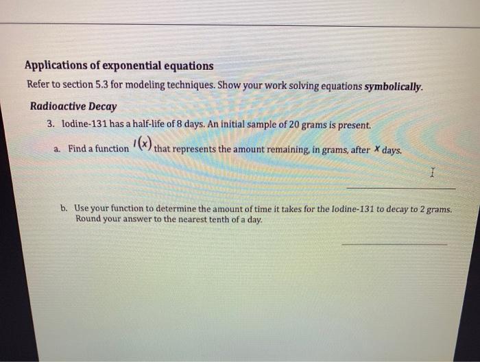 Solved Applications of exponential equations Refer to | Chegg.com