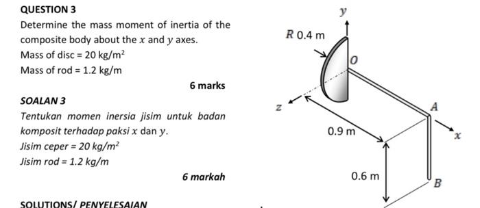 Solved QUESTION 3 Determine the mass moment of inertia of | Chegg.com